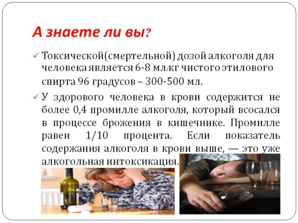 Что представляет собой смертельная доза алкоголя